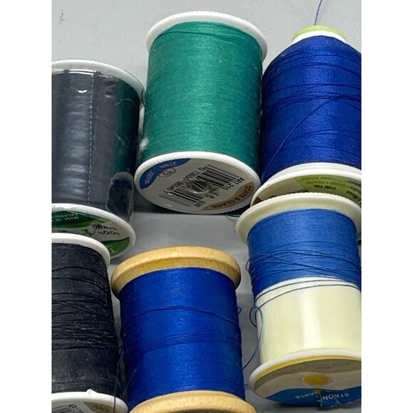 10 spools of polyester thread varying colors blue green and sizes crafts READ - Picture 6 of 6